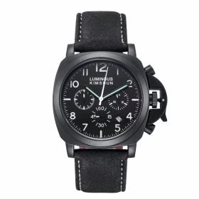 Three Eye Functional Sport Leisure Men's Watch Luminous (Color: Black)