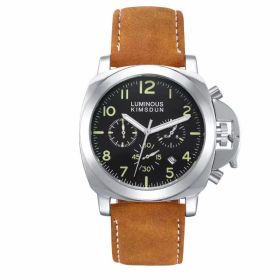 Three Eye Functional Sport Leisure Men's Watch Luminous (Color: Yellow)