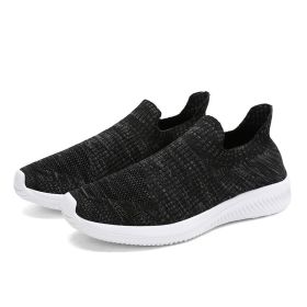 Fashion Trend Men Sneakers Flying Woven Male Breathable Work Sports Shoes Outdoor Spring Summer Autumn Running Casual Light Cozy (Color: 02 Black, size: 41)