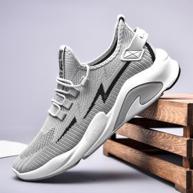 Fashion Trend Men Sneakers Flying Woven Male Breathable Work Sports Shoes Outdoor Spring Summer Autumn Running Casual Light Cozy (Color: Gray, size: 42)