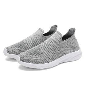 Fashion Trend Men Sneakers Flying Woven Male Breathable Work Sports Shoes Outdoor Spring Summer Autumn Running Casual Light Cozy (Color: 02 Gray, size: 44)