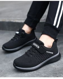 Fashion Children Sneakers Big Kids Size Casual Shoes Summer Breathable Soft Light Running Boy Girl Outdoor Non-slip Sport Tennis (Color: black gray, size: 29)