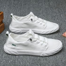 Spring Summer Autumn Casual Sneaker Men Lightweight Flat Canvas Slip-on Shoes Skateboard Sport Breathable Outdoor Soft Non-slip (Color: White, size: 43)