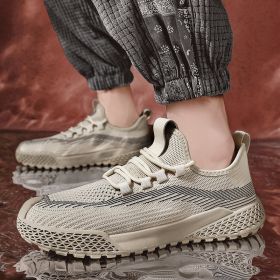 High Quality Mesh Sneakers Lightweight Breathable Casual Shoes Front Lace Up Hiking Running Outdoor Spring Summer Autumn Simple (Color: Beige, size: 39)