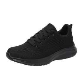 Mesh Lace up Sneakers Running Shoes (Color: Black, size: 8.5)