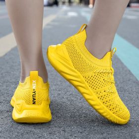 Children Mesh Casual SportShoes Girls Lace-up Flat Sneakers Banner Footwear Boys Summer Lightweight Breathable Non-slip Trainers (Color: Yellow, size: 39)