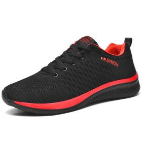 Cushioning Jogging Shoes Men's Running Marathon Shoes Athletics Training Sneakers Breathable Spring Sport Walking Shoes for Men (Color: black red, size: 42)