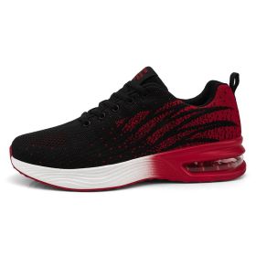 New Arrival Men Running Sneakers for Male Breathable Cushion Walking Sport Shoes Mens Chaussure Homme Sport Trainer Hombre Shoes (Color: black red, size: 44)