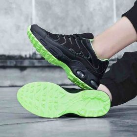 New Most Popular Style Men Running Outdoor Walking Sneakers Comfortable Air Mesh Athletic Sport Shoes for Men Zapatos De Hombre (Color: black green 0138, size: 45)